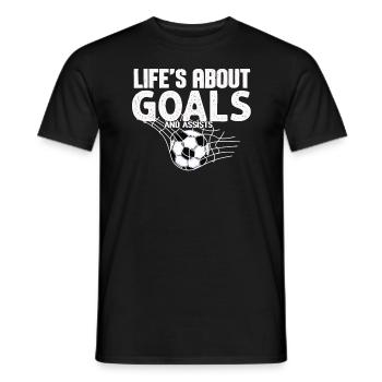 Im Leben geht es um Tore und Vorlagen Futbol Fußball - Männer T-Shirt - Schwarz - Vorne - AI Model Male 178 light (178cm)