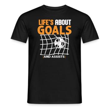 Im Leben geht es um Tore und Vorlagen Futbol Fußball - Männer T-Shirt - Schwarz - Vorne - AI Model Male 178 light (178cm)
