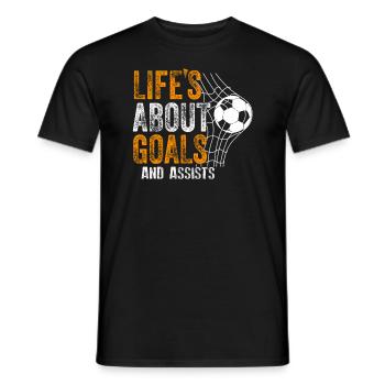 Im Leben geht es um Tore und Vorlagen Futbol Fußball - Männer T-Shirt - Schwarz - Vorne - AI Model Male 178 light (178cm)