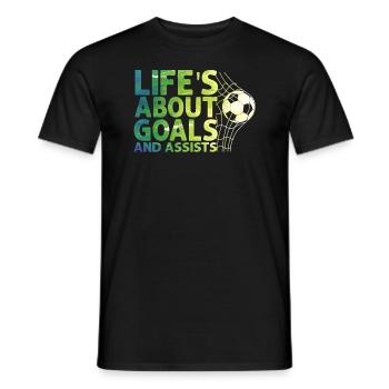 Im Leben geht es um Tore und Vorlagen Futbol Fußball - Männer T-Shirt - Schwarz - Vorne - AI Model Male 178 light (178cm)