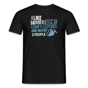 J’aime les spectacles de meurtre Vêtements confortables et 3 personnes - T-shirt homme - noir - Devant - AI Model Male 178 light (178cm)