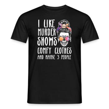 J’aime le meurtre montre des vêtements confortables et 3 personnes - T-shirt homme - noir - Devant - AI Model Male 178 light (178cm)