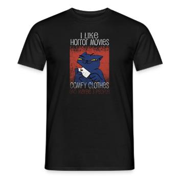 Ich mag Horrorfilme bequeme Kleidung - Männer T-Shirt - Schwarz - Vorne - AI Model Male 178 light (178cm)