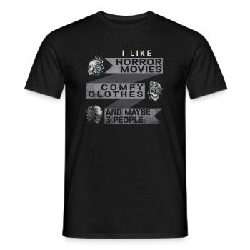 Ich mag Horrorfilme, bequeme Kleidung - Männer T-Shirt - Schwarz - Vorne - AI Model Male 178 light (178cm)