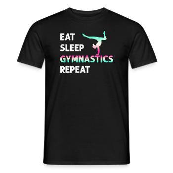 Eat Sleep Gymnastics Repeat Girl Women Funny - Men's T-Shirt - black - Front - AI Model Male 178 light (178cm)