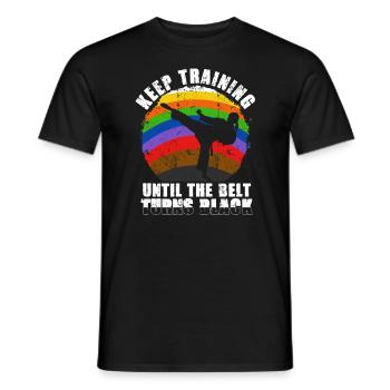 Trainiere weiter, bis der Gürtel schwarz wird - Männer T-Shirt - Schwarz - Vorne - AI Model Male 178 light (178cm)