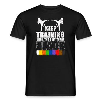 Trainiere weiter, bis der Gürtel schwarz wird - Männer T-Shirt - Schwarz - Vorne - AI Model Male 178 light (178cm)