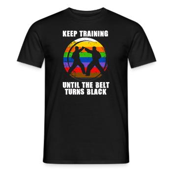 Trainiere weiter, bis der Gürtel schwarz wird - Männer T-Shirt - Schwarz - Vorne - AI Model Male 178 light (178cm)