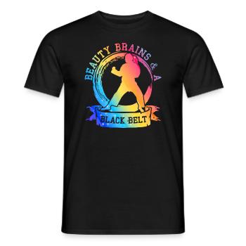 Beauty Brains And A Black Belt - Men's T-Shirt - black - Front - AI Model Male 178 light (178cm)