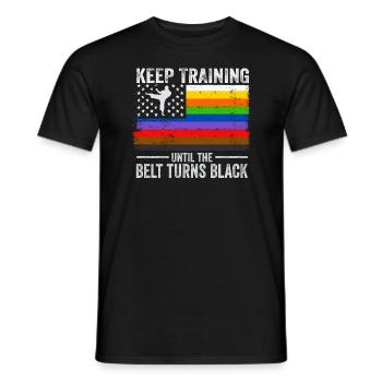Trainiere weiter, bis der Gürtel schwarz wird - Männer T-Shirt - Schwarz - Vorne - AI Model Male 178 light (178cm)