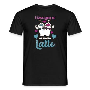 Je t’aime un latte - T-shirt homme - noir - Devant - AI Model Male 178 light (178cm)