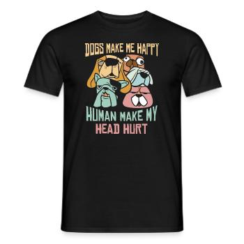 Les chiens me rendent heureux humain me font mal à la tête Doglove - T-shirt homme - noir - Devant - AI Model Male 178 light (178cm)