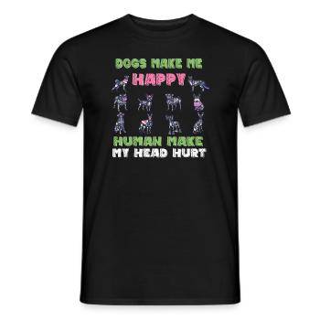 Les chiens me rendent heureux humain me font mal à la tête Doglove - T-shirt homme - noir - Devant - AI Model Male 178 light (178cm)