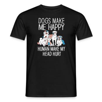 Les chiens me rendent heureux humain me font mal à la tête Doglove - T-shirt homme - noir - Devant - AI Model Male 178 light (178cm)