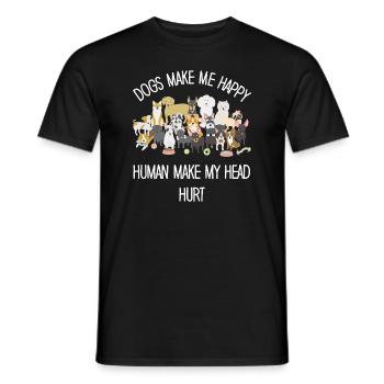 Les chiens me rendent heureux humain me font mal à la tête Doglove - T-shirt homme - noir - Devant - AI Model Male 178 light (178cm)