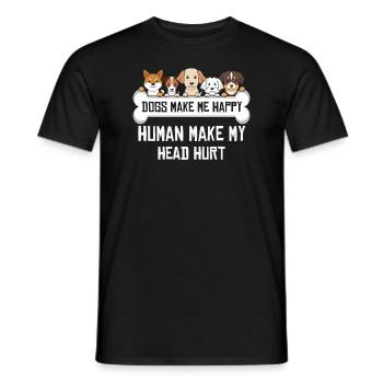 Les chiens me rendent heureux humain me font mal à la tête Doglove - T-shirt homme - noir - Devant - AI Model Male 178 light (178cm)