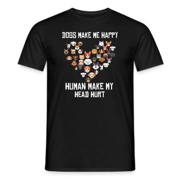 Les chiens me rendent heureux humain me font mal à la tête Doglove - T-shirt homme - noir - Devant - AI Model Male 178 light (178cm)