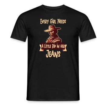 Chaque fille a besoin d’une petite déchirure dans son jean - T-shirt homme - noir - Devant - AI Model Male 178 light (178cm)