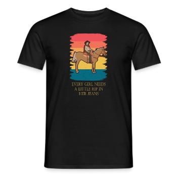 Chaque fille a besoin d’une petite déchirure dans son jean - T-shirt homme - noir - Devant - AI Model Male 178 light (178cm)
