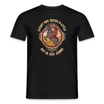 Chaque fille a besoin d’une petite déchirure dans son jean - T-shirt homme - noir - Devant - AI Model Male 178 light (178cm)