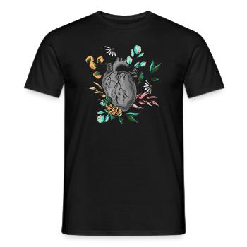 Anatomical Heart And Flowers - Men's T-Shirt - black - Front - AI Model Male 178 light (178cm)
