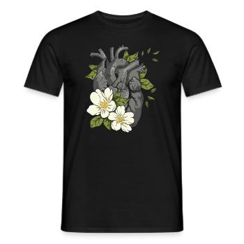 Anatomisches Herz und Blumen - Männer T-Shirt - Schwarz - Vorne - AI Model Male 178 light (178cm)