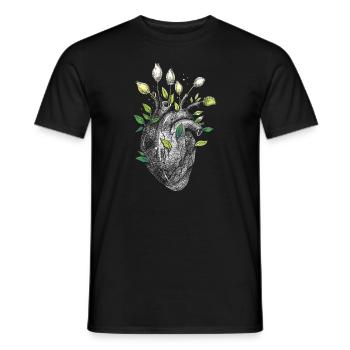 Anatomical Heart And Flowers - Men's T-Shirt - black - Front - AI Model Male 178 light (178cm)