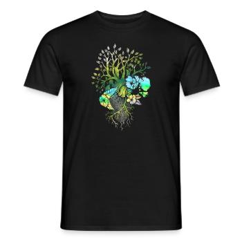 Anatomisches Herz und Blumen - Männer T-Shirt - Schwarz - Vorne - AI Model Male 178 light (178cm)
