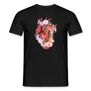 Anatomisches Herz und Blumen - Männer T-Shirt - Schwarz - Vorne - AI Model Male 178 light (178cm)
