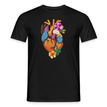 Anatomical Heart And Flowers - Men's T-Shirt - black - Front - AI Model Male 178 light (178cm)