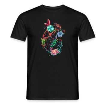 Anatomisches Herz und Blumen - Männer T-Shirt - Schwarz - Vorne - AI Model Male 178 light (178cm)