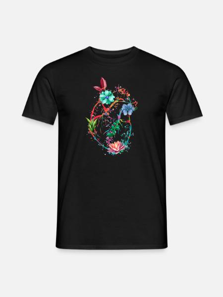 Anatomical Heart And Flowers - Men's T-Shirt - black