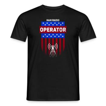 Ham Radio Operator US Flag - Men's T-Shirt - black - Front - AI Model Male 178 light (178cm)