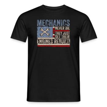 Mechaniker sterben niemals Auto-Enthusiast - Männer T-Shirt - Schwarz - Vorne - AI Model Male 178 light (178cm)