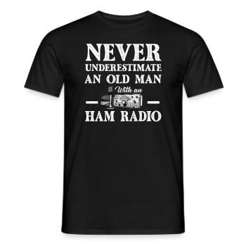 Never Underestimate An Old Man With A Ham Radio - Men's T-Shirt - black - Front - AI Model Male 178 light (178cm)