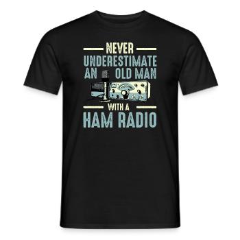 Never Underestimate An Old Man With A Ham Radio - Men's T-Shirt - black - Front - AI Model Male 178 light (178cm)