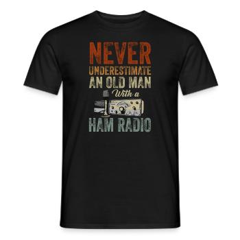 Never Underestimate An Old Man With A Ham Radio - Men's T-Shirt - black - Front - AI Model Male 178 light (178cm)