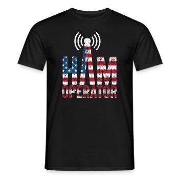 Ham Operator US Flag - Men's T-Shirt - black - Front - AI Model Male 178 light (178cm)