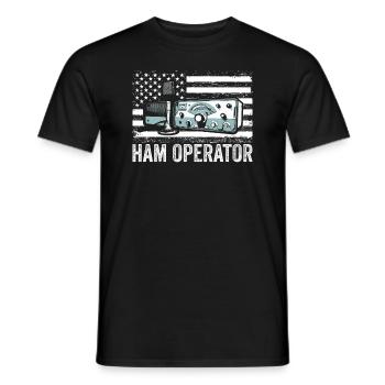 Ham Operator US Flag - Men's T-Shirt - black - Front - AI Model Male 178 light (178cm)