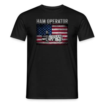 Ham Operator US Flag - Men's T-Shirt - black - Front - AI Model Male 178 light (178cm)