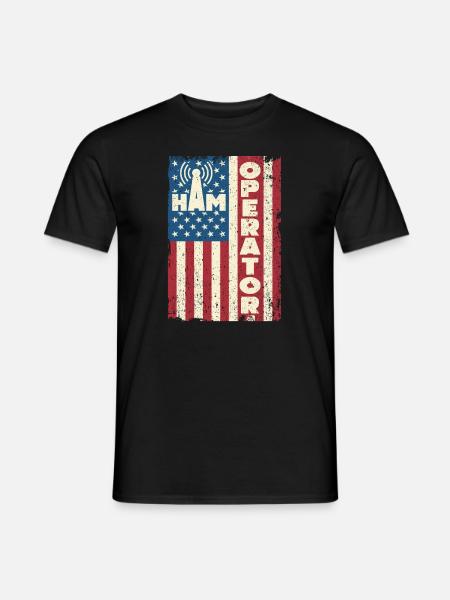 Ham Operator US Flag - Men's T-Shirt - black