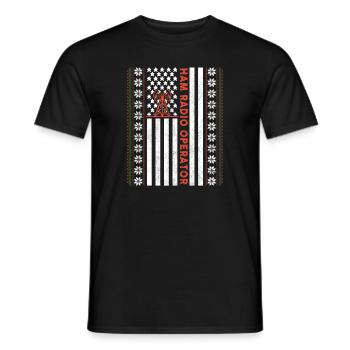 Ham Radio Operator US Flag - Men's T-Shirt - black - Front - AI Model Male 178 light (178cm)