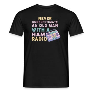 Never Underestimate An Old Man With A Ham Radio - Men's T-Shirt - black - Front - AI Model Male 178 light (178cm)