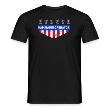 Ham Radio Operator US Flag - Men's T-Shirt - black - Front - AI Model Male 178 light (178cm)