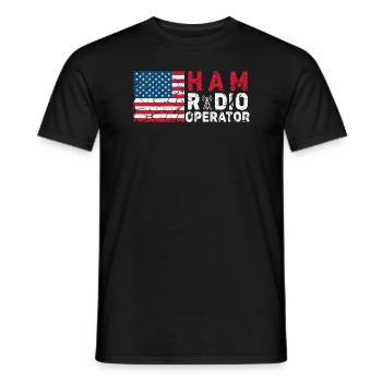 Ham Radio Operator US Flag - Men's T-Shirt - black - Front - AI Model Male 178 light (178cm)