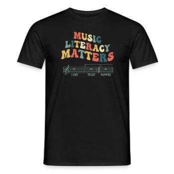 Music Literacy Matters - Men's T-Shirt - black - Front - AI Model Male 178 light (178cm)