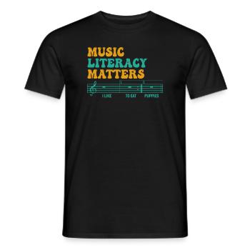 Music Literacy Matters - Men's T-Shirt - black - Front - AI Model Male 178 light (178cm)