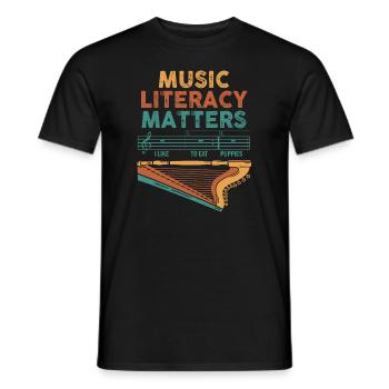 Music Literacy Matters - Men's T-Shirt - black - Front - AI Model Male 178 light (178cm)
