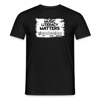 Music Literacy Matters - Men's T-Shirt - black - Front - AI Model Male 178 light (178cm)