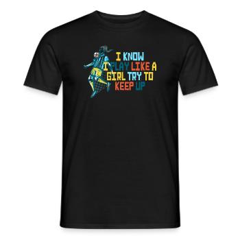 Je sais que je joue comme une fille essaie de suivre - T-shirt homme - noir - Devant - AI Model Male 178 light (178cm)